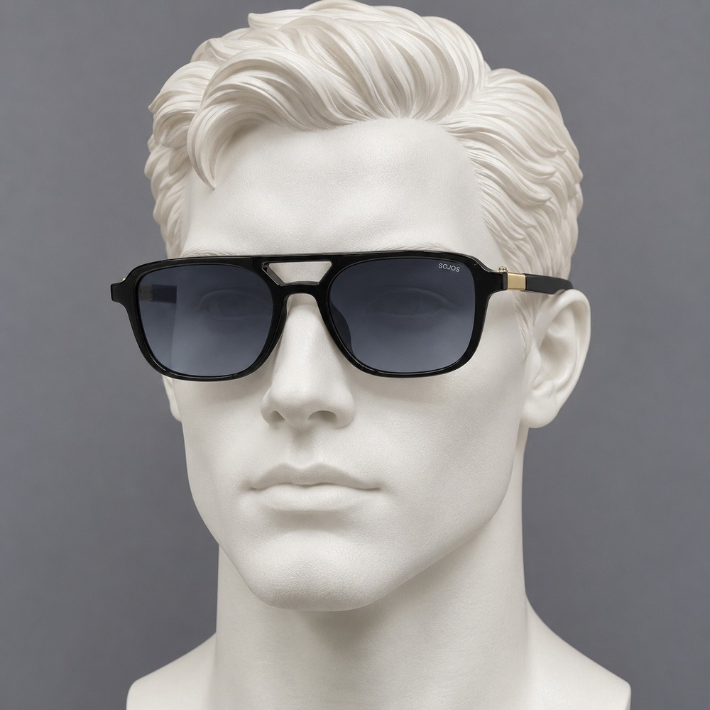 SOJOS Sunglasses SJ2202 C14 Retro Aviator Black Blue Gradient UV400 54-21-146
